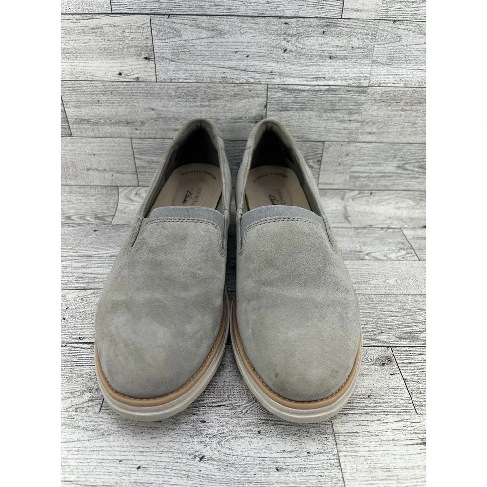 Clarks‎ Collection Womens Gray Suede Slip On Ultimate Comfort Shoes Size  8M